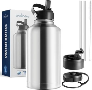 Stainless Steel Insulated Water Bottle and Travel Mug 64 OZ - Stainless Steel - Picture 1 of 8