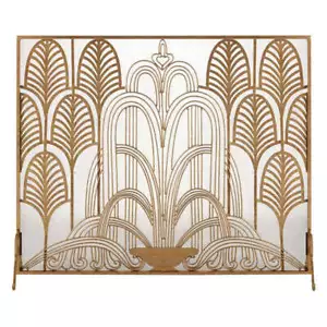 Single Panel Fireplace Screen Italian Gold Art Deco Design - Picture 1 of 3