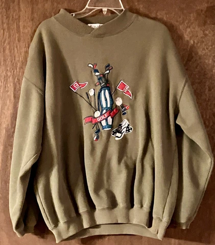 PLAYERS BY VAN HEUSEN COLORFUL GOLF SWEATSHIRT golf bag 18th hole clubs LARGE L Cover