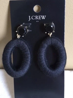 Pendientes negros colgantes ovalados hilo J.Crew nuevos con etiquetas Foto 1 de 3