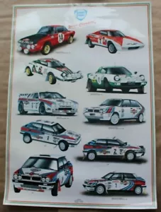 Poster Lancia Campioni del Mondo auto dal 1973 Fulvia HF Delta Inegrale 1991 - Foto 1 di 1