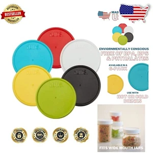Pack of 6 Wide Mouth Mason Jar Lids - Airtight Screw-On Covers for Storage - Picture 1 of 8