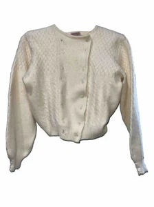 Woodward Shop 100% Wolle Elfenbein Off White Strickjacke Pullover Damen S - Bild 1 von 9