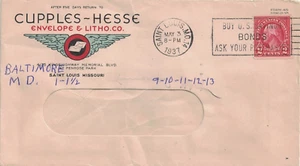 1937 Saint Louis, Missouri Cover with Envelopes & Litho. Co. Advertising Cachet - Picture 1 of 2