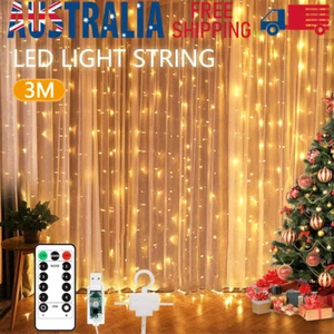 3M 300 LED Waterfall Lights String Light Wedding Party Xmas Decoration - Picture 1 of 12