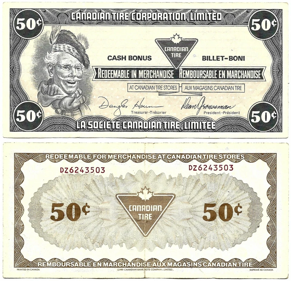 CTC Canadian Tire Money 1985 Coupon 50c Canada Old Note G - Image 1 of 1
