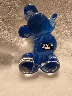 Mickey Mouse blau, Glasfigur, Leonardo, ca. 14 cm hoch, gebraucht, guter Zustand - Bild 1 von 3
