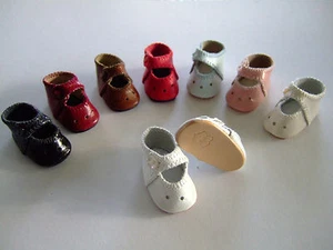 CHAUSSURES en CUIR pour BLEUETTE (4 cm) - POUPEE ANCIENNE - DOLL SHOES - BRAVOT - Photo 1/2