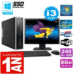 PC HP Compaq 8300 SFF Core I3-2120 RAM 8Go Disk 240 Go SSD Wifi W7 Screen 19 " - Picture 1 of 1