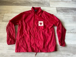 Vintage Champion American Red Cross Windbreaker Men's Large Red Nylon Jacket USA - Picture 1 of 13