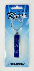 Personalized “DAD” Key Chain Blue With Silver Wording Metal, NEW - Picture 1 of 2
