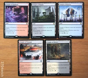 Set of 5 Rare Temple Dual Scry Lands Magic 2021 *NM* MTG Commander Deck Building - Picture 1 of 2
