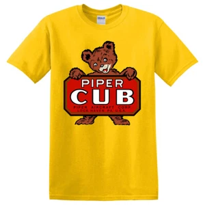 Piper Cub Aircraft Airplane Men's Yellow Size S-5XL - Picture 1 of 1