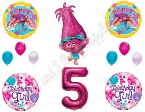 POPPY TROLLS 5th Birthday Girl Happy Party Balloons Decoration Supplies Movie - Picture 1 of 1