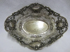 Antike "SILBER-SCHALE" - SILBER "800" - PUNZEN Mond & Krone - Rosen & Rocaillen - Bild 1 von 6