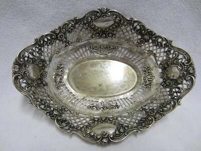 Antike "SILBER-SCHALE" - SILBER "800" - PUNZEN Mond & Krone - Rosen & Rocaillen - Bild 1 von 4