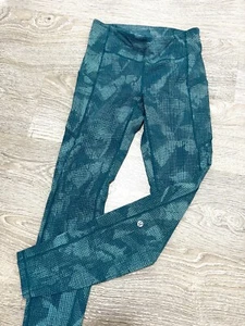 Original Lululemon hohe Taille Stretch grün türkis Yoga Fitness Laufen Leggings 4 6 8 - Bild 1 von 8