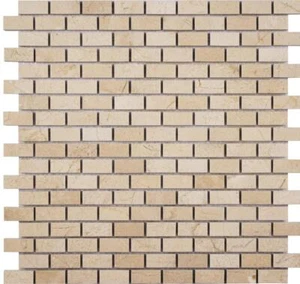 Simple Tile - Marble Mosaic Tile, "Mini Brick Collection", Crema Marfil Polished - Picture 1 of 5