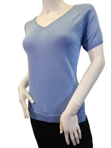 Blaues Brooks Brothers Damen große Größen T-Shirt aus Seide und Baumwolle - Bild 1 von 12