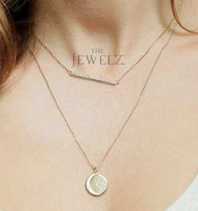 14K Gold 0.05 CT VS/F-G Diamond Crescent Moon Disc Pendant Necklace Jewelry - Picture 1 of 4