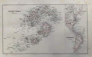 1870 Antique Map: The Scilly Islands & Portland from Imperial Gazetteer - Picture 1 of 2
