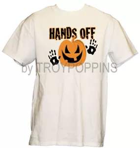 CAMISETA IMPRESA GRÁFICA HALLOWEEN ADVERTENCIA JACK-O-LANTERN ADVERTENCIA DE CALABAZA DE 1 MANO - Imagen 1 de 4