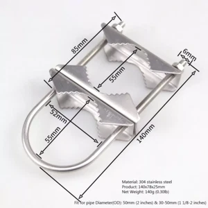 304 Steel Double Antenna Heavy Duty Mounting Bracket Kit 2 Sets of Mast Clamps - Picture 1 of 3