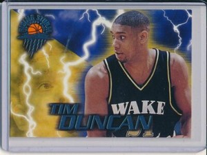 TIM DUNCAN 1997 WHEELS ROOKIE THUNDER RISING STORM ROOKIE CARD RC #1 SPURS HOF