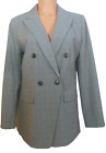 Loft Suit Jacket 10 Gray Pink Plaid Fully Lined Double Breasted Washable EUC