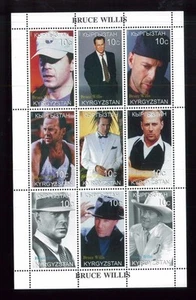 BRUCE WILLIS Hoja de recuerdo 1999 VF, MNH Kirguistán - E39 - Imagen 1 de 1