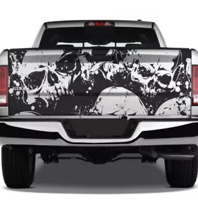 Seamless Skulls Grunge Tattoo Graphic Wrap Tailgate Vinyl Decal Truck SUV Pickup - Foto 1 di 2