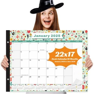 Large Desk Calendar 2025-2026 - 18 Month Calendar Jan 2025 - Jun 2026 22" x 1... - Picture 1 of 9
