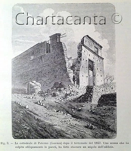 1892 Incisione CATTEDRALE PATERNO COSENZA TERREMOTO - Imagen 1 de 1