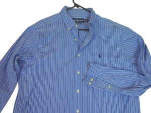 Ralph Lauren Classic Fit Shirt Mens Large Large 16.5 Blue Striped Button Down - Picture 1 of 8