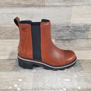 Sorel Joan Now Womens Chelsea Boots Sz 10.5 Tan Leather Pull On Mid Calf Boots - Picture 1 of 10