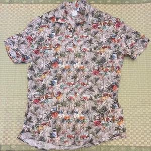 Edo Camicie Sartorialei 100% Leinen Grafik Knopfleiste Hemd Größe 16,5/42 Italien - Bild 1 von 7