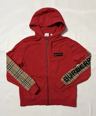 BURBERRY Hoodie Full Zip Small S Red - Image 1 of 4