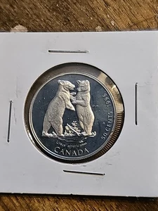 1996 Kanada 50¢ Proof Finish, Sterling Silber Münze: Natur, Black Bear Cubs - Bild 1 von 2