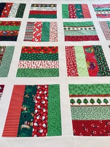 Quilt Top~”CHRISTMAS” 50” Sq, GIFT, SOFA, TABLE, HOME DECOR. PIECED. U.S.A. - Picture 1 of 7