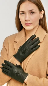 ¡NUEVO! Guantes técnicos Ralph Lauren para mujer con monograma de cuero negros pequeños de invierno - Imagen 1 de 4