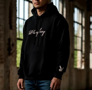 Playboy Enterprises XL Black Pullover Hoodie – Iconic Streetwear Statement - Picture 1 of 9