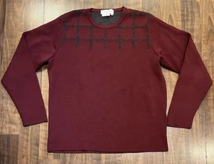 Salvatore Ferragamo Signature Bordeaux/ Gray Knit Wool Blend Sweatshirt XL - Picture 1 of 6