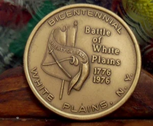 WHITE PLAINS, NEW YORK BATTLE OF WHITE PLAINS  LIBERTY -DEATH BRONZE UNCIR MEDAL - Picture 1 of 2