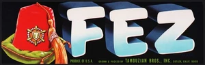 Vintage label FEZ hat pictured Tamouzian Bros Cutler California new old stock - Picture 1 of 3