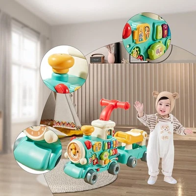 Tren de vapor andador de bebé aprendizaje temprano juguete de empuje para bebés niños niños niñas Foto 1 de 2
