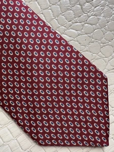 Brooks Brothers Necktie USA All Silk Crimson Geometric 3.5” X 59.5” READ FLAW - Picture 1 of 10