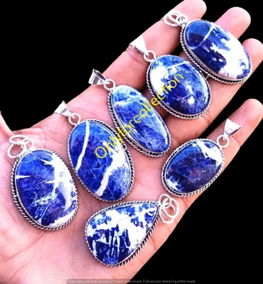 Lote de colgantes de sodalita enchapados en plata de ley 925 al por mayor de joyas de piedras preciosas Foto 1 de 3