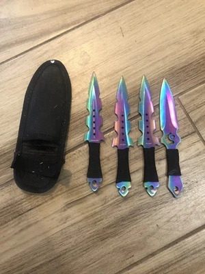 4 Pc Rainbow Throwing Knives - Image 1 of 3