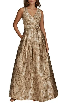 Donna Karan New York Metallic Jacquard Ballgown- Size 10 - Image 1 of 4