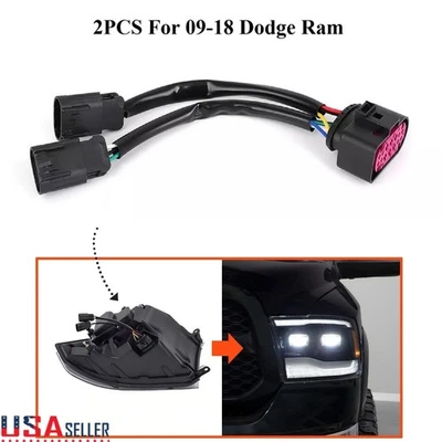 Arnés de conversión 2 piezas para Dodge Ram 09-18 carcasa cuádruple a faro proyector Foto 1 de 4